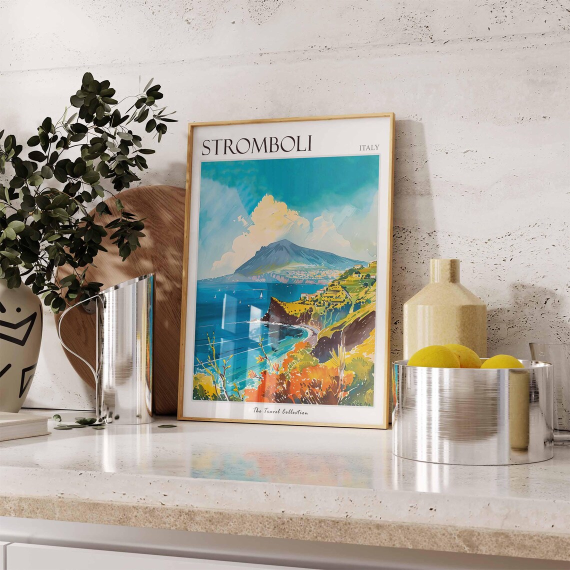 Stromboli Italy Volcano Island Coastline Travel Collection Poster - Image 3