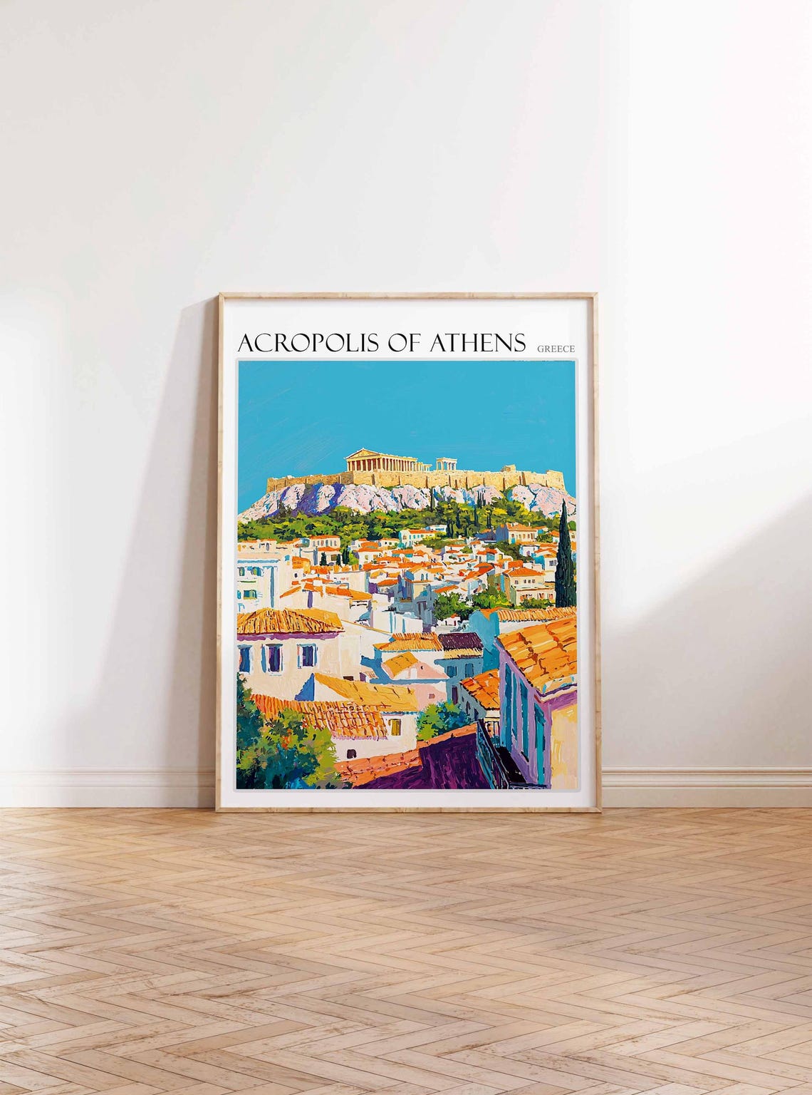 Acropolis Of Athens Poster Acropolis Of Athens Travel Print Greek Travel Poster Botanical Decor Floral Print European Travel Print - Image 3