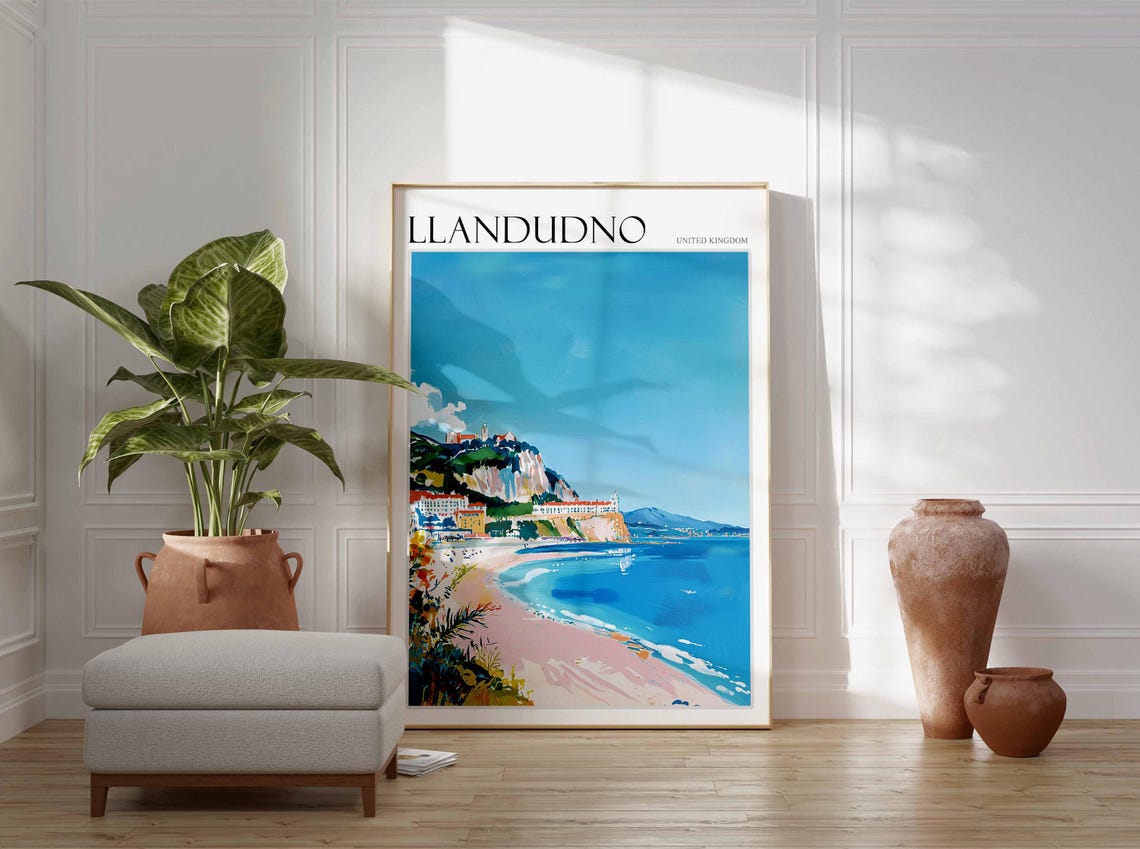 Llandudno Poster Wales Poster Uk Travel Print Coastal Wall Art British Decor Wales Travel Print Beach House Decor Llandudno Wales Art - Image 3