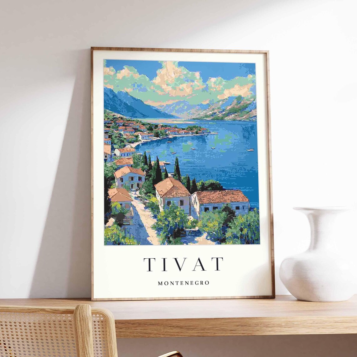 Tivat Montenegro Hillside Panorama Bay Red Roof Houses Mountain Poster