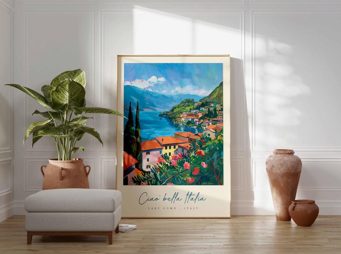Lake Como Poster Italian Travel Print Lake Como Travel Art Lake Como Wall Art Italy Art Italy Travel Decor Italian Travel Gift - Image 3