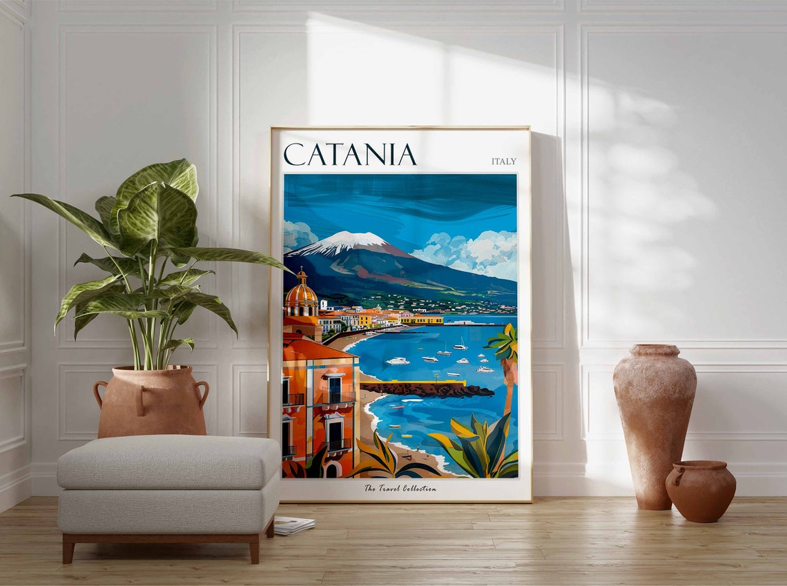 Catania Poster Catania Travel Print Tropical Decor Sea Wall Art Italian Decor Italy Travel Print Catania Gift Catania Travel Poster - Image 3