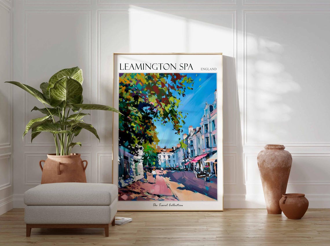 Leamington Spa England Sunny Tree Lined Street Travel Poster - Image 2