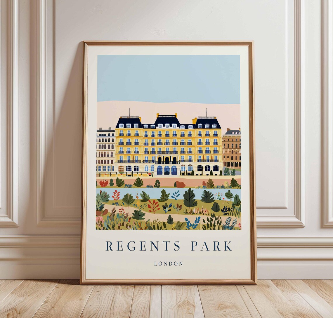 Regents Park London Georgian Terrace Garden Beds City Travel Poster