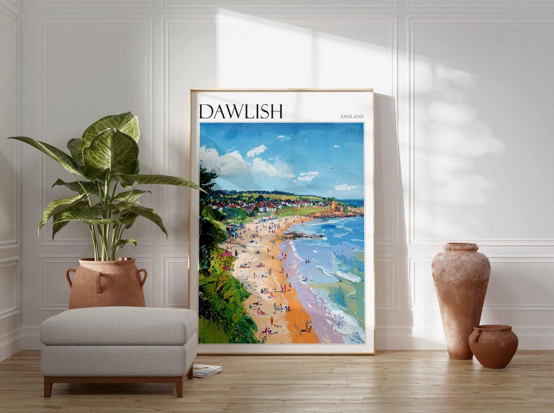 Dawlish Poster Devon Poster England Travel Poster Coastal Wall Art English Home Decor Seaside Town Poster Uk Travel Print Dawlish Art - Image 3