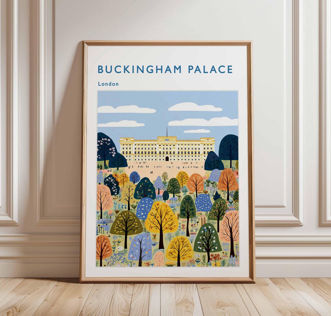 Buckingham Palace Travel Poster London Royal Landmark Art