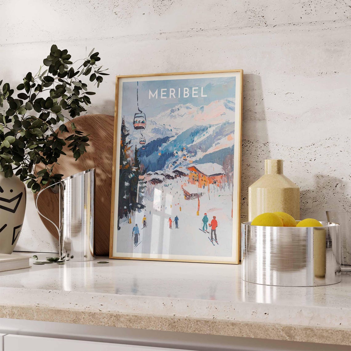 Skiing Travel Poster Mribel Ski Print France Travel Print Skiing Art Skiing Print Winter Sport Art Ski Gift - Image 2