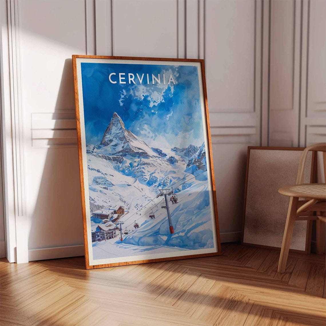 Cervinia Italy Matterhorn Ski Slopes Watercolor Travel Poster - Image 3
