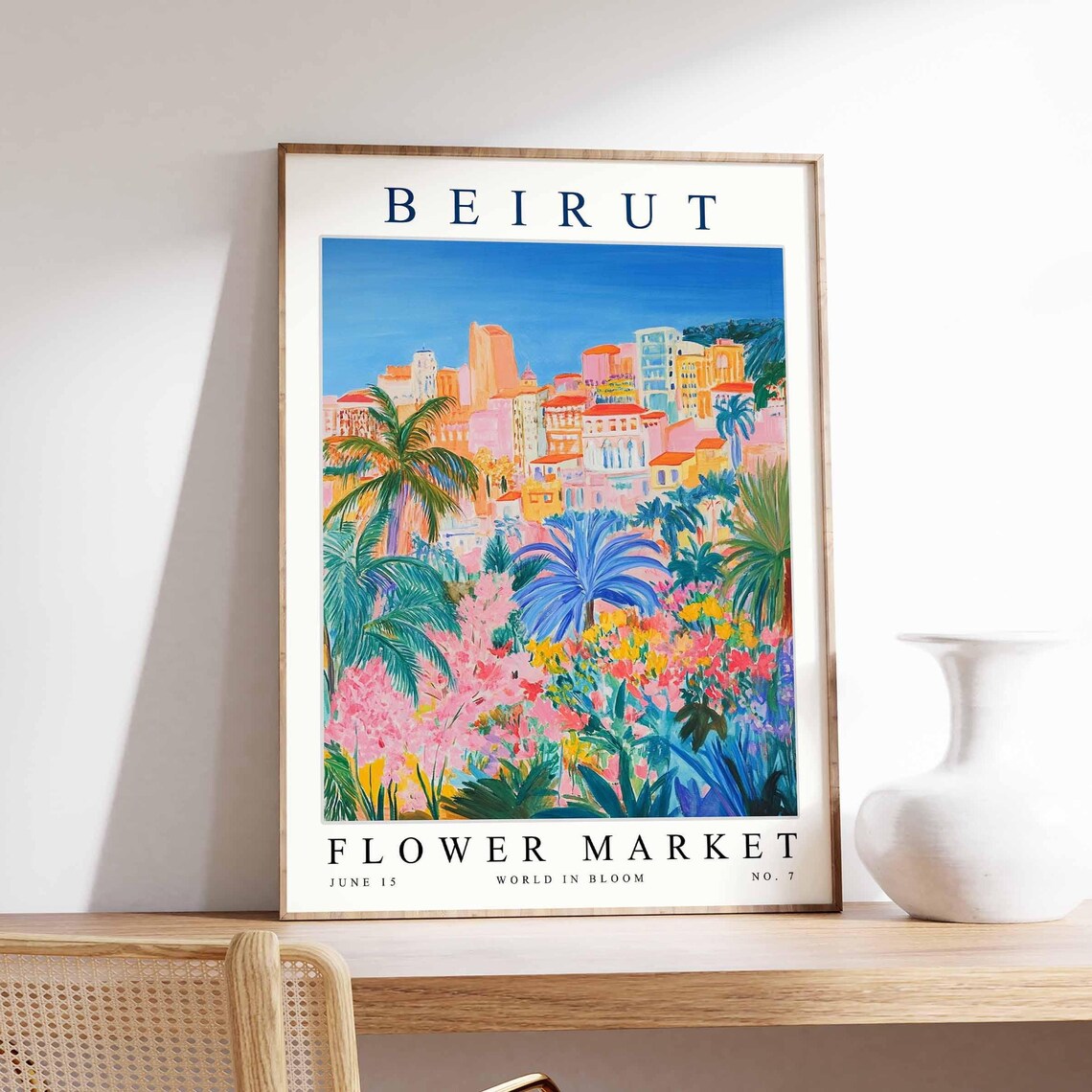 Beirut Flower Market Fauvist Skyline Palm Garden Poster No 7 Art
