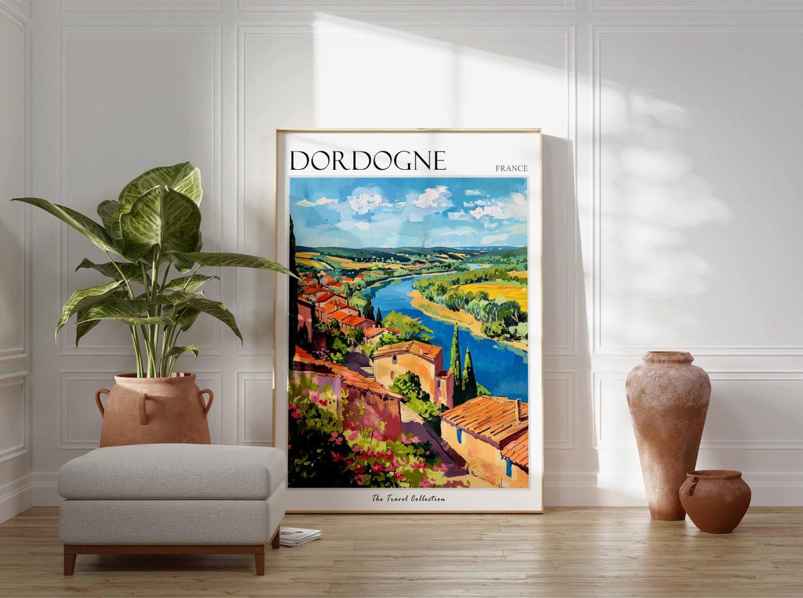 Dordogne Poster France Travel Print French Decor Europe Travel Poster European Wall Art Botanical Print Dordogne Travel Poster - Image 3