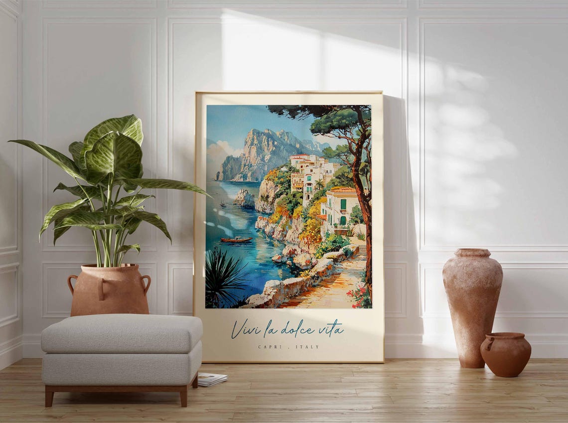 Capri Poster Capri Travel Print Capri Travel Art Capri Wall Art Italy Art Italy Travel Decor Italian Travel Gift - Image 3