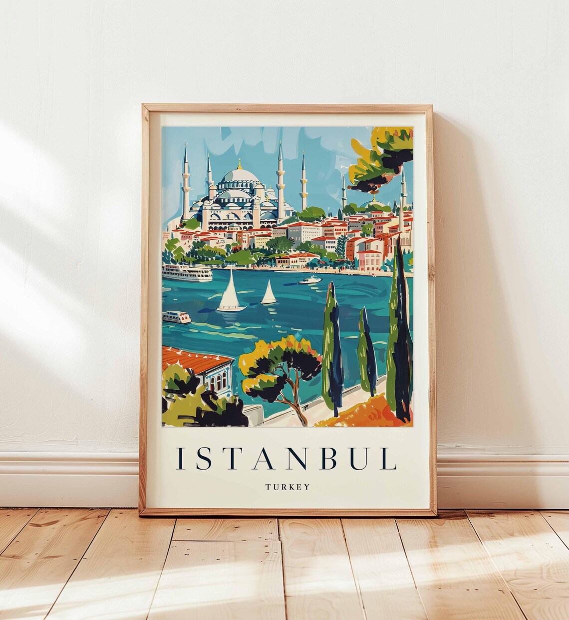 Istanbul Travel Poster, Hagia Sophia Bosphorus