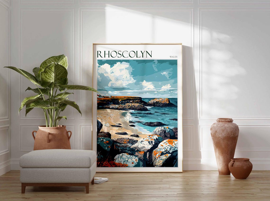 Rhoscolyn Wales Dramatic Rocky Shore Vintage Style Art Poster - Image 4
