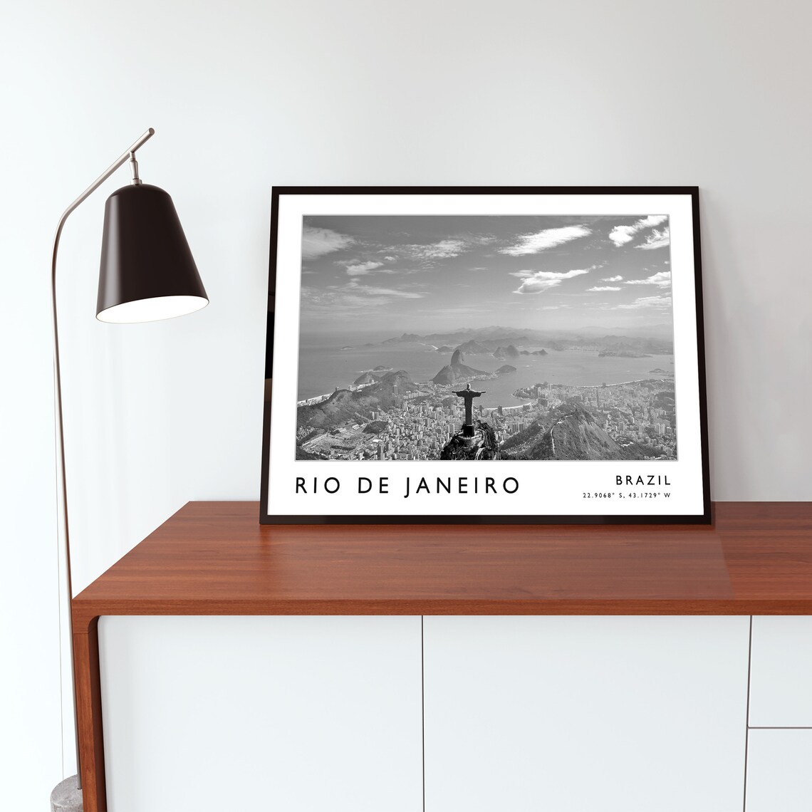 Rio de Janeiro Christ the Redeemer Bay Monochrome Brazil Photo Poster - Image 2