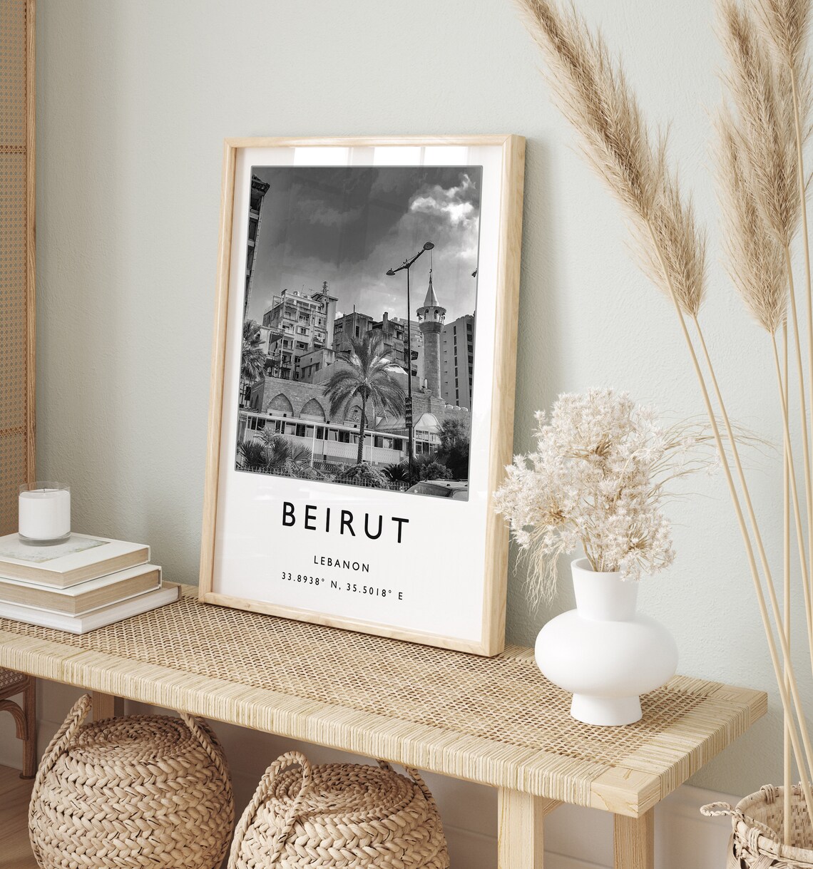 Beirut Black and White Mosque City Photo Lebanon Travel Poster - Image 2
