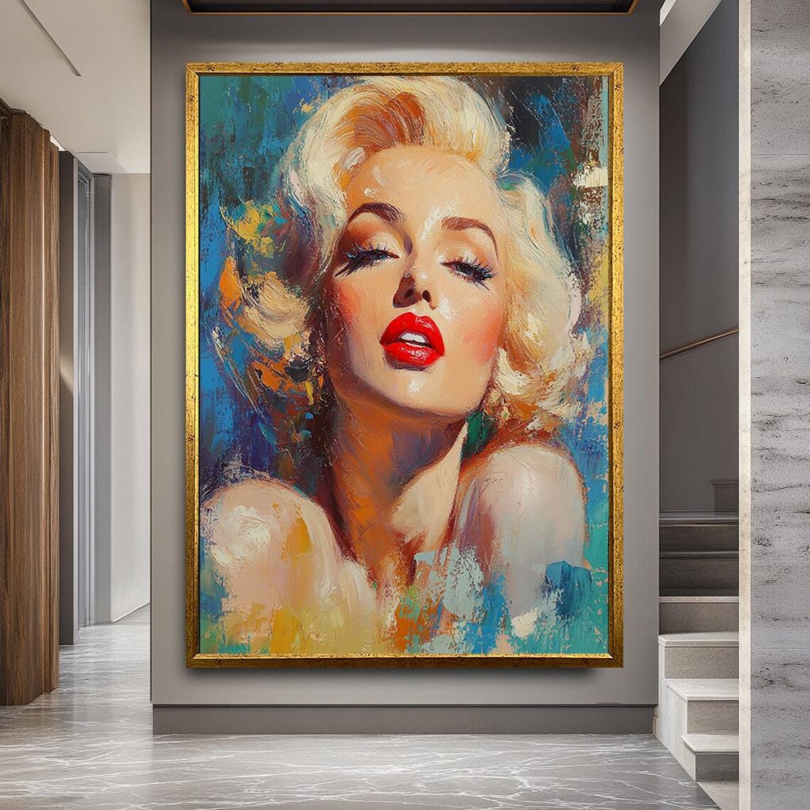 Marilyn Monroe Colorful Pop Art Canvas Portrait of Blonde Hollywood Icon Poster