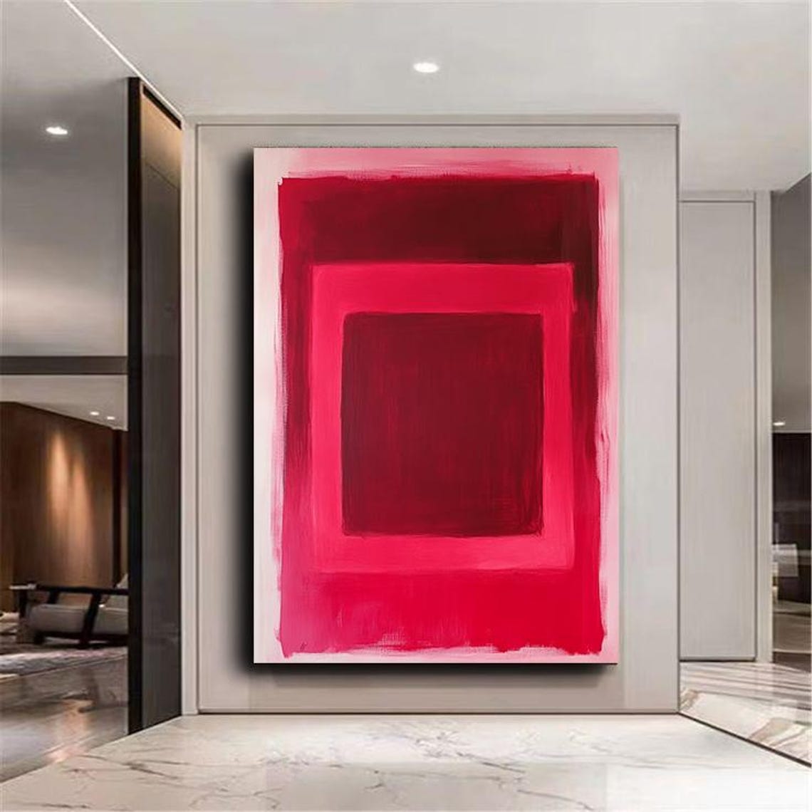 Rothko Style Red Abstract Geometric Color Field Minimalist Art Poster