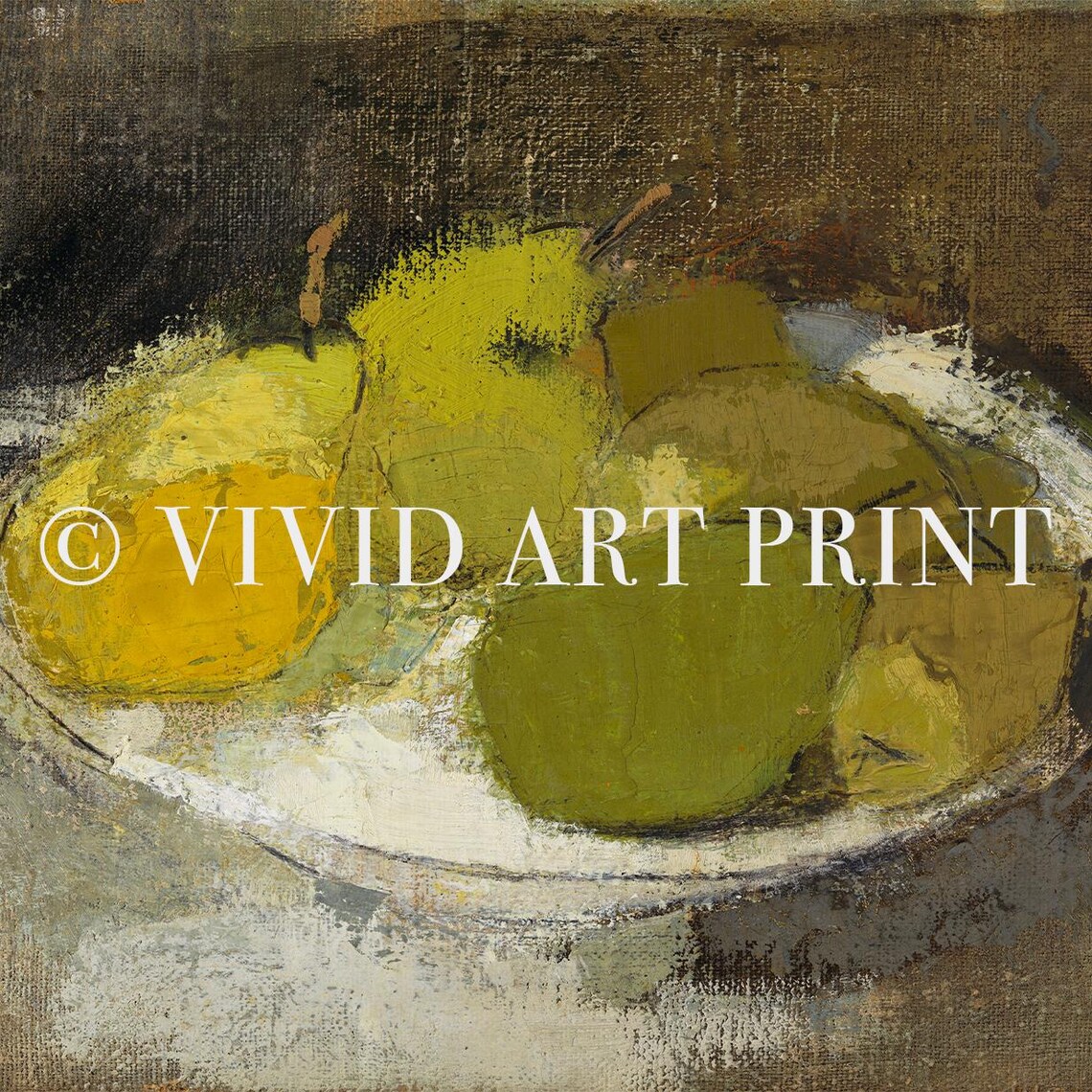 Rustic Still Life Green Fruits, Abstract Painting - Image 4