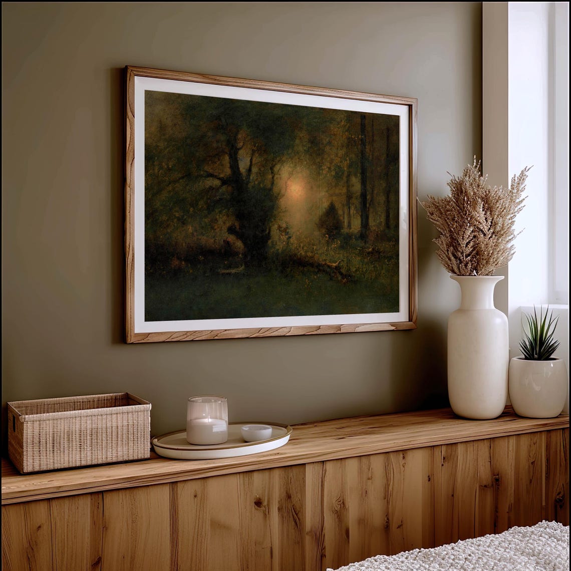 Moody Forest Vintage Muted Painting Wall Art Rustic Ethereal Landscape Home Decor Vivid Art Print Gi 613 - Image 2