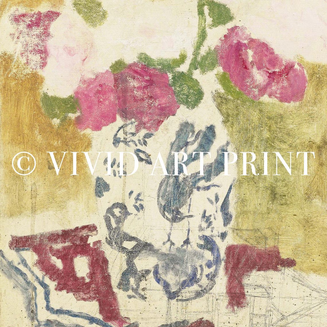 Abstract Vintage Floral Still Life, Modernist Art Print - Image 4
