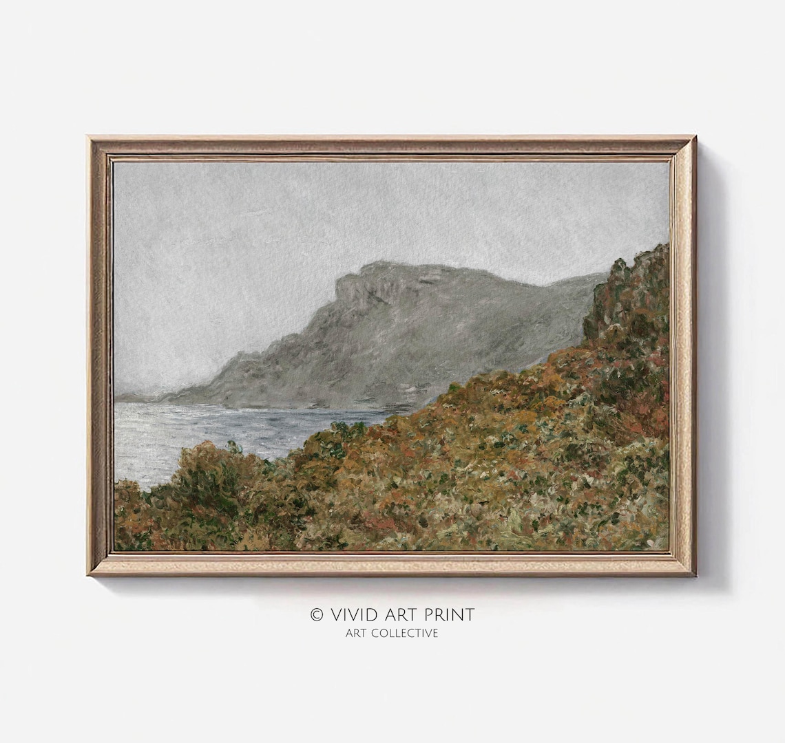 Coastal Landscape Mountain Impressionist Art Print