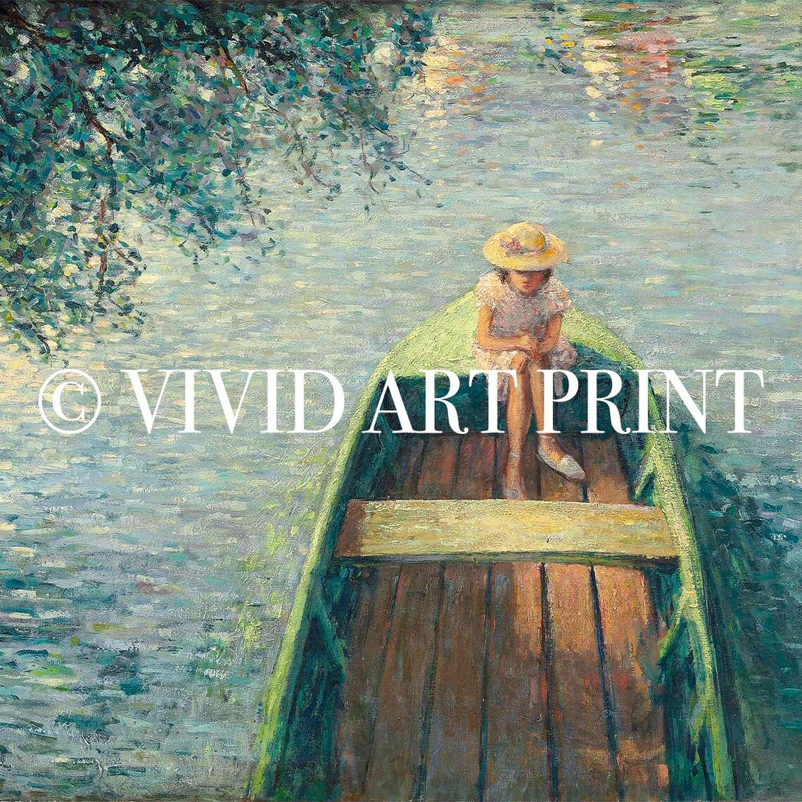 Girl On A Boat, Vintage Oil Painting Art Print - Image 4