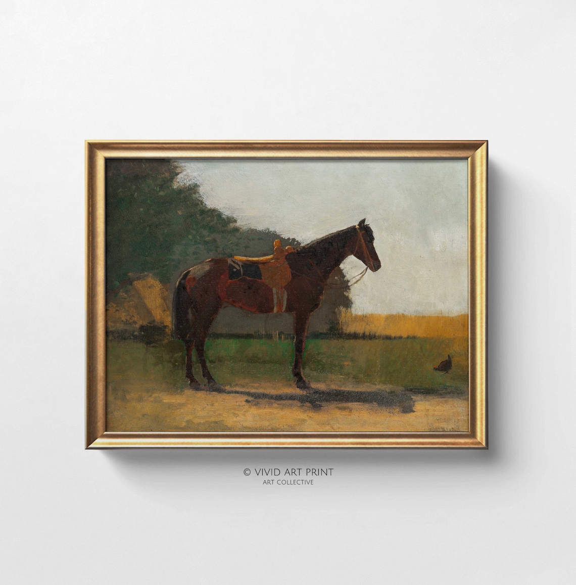 Rustic Horse Painting, Vintage Farmhouse Equestrian