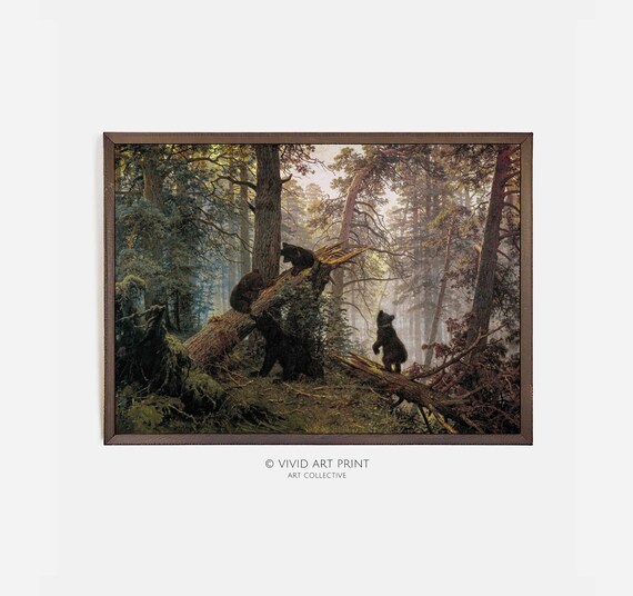 Shishkin Morning in a Pine Forest Bears Classic Vintage Art Poster