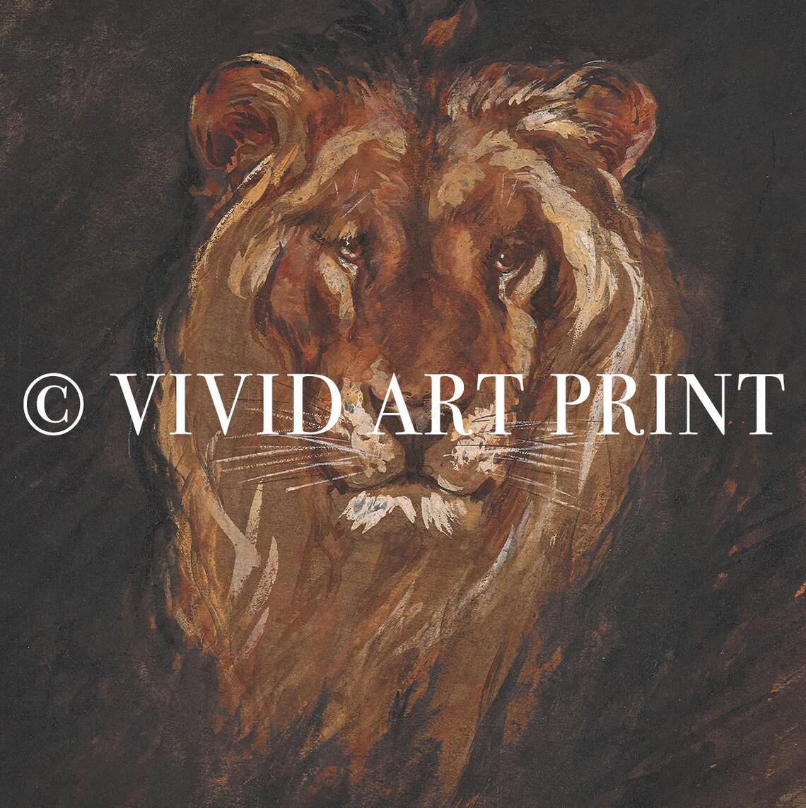 Majestic Lion Portrait On Dark Background Classic Wildlife Art Poster - Image 4