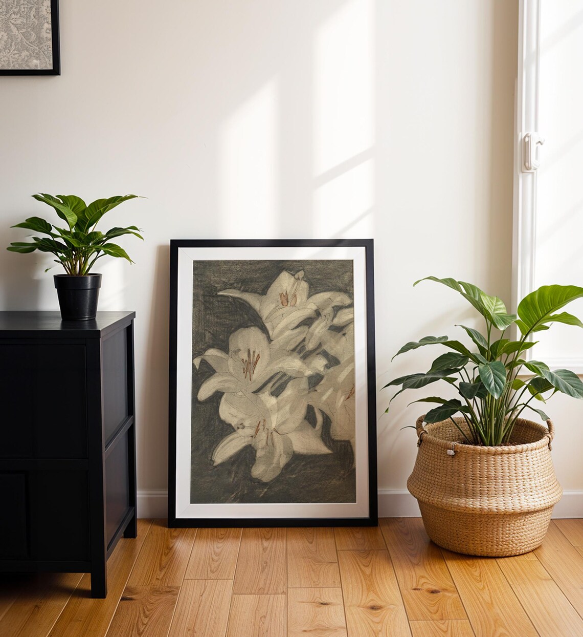 Floral Minimalist Vintage Lily Sketch, Botanical - Image 2