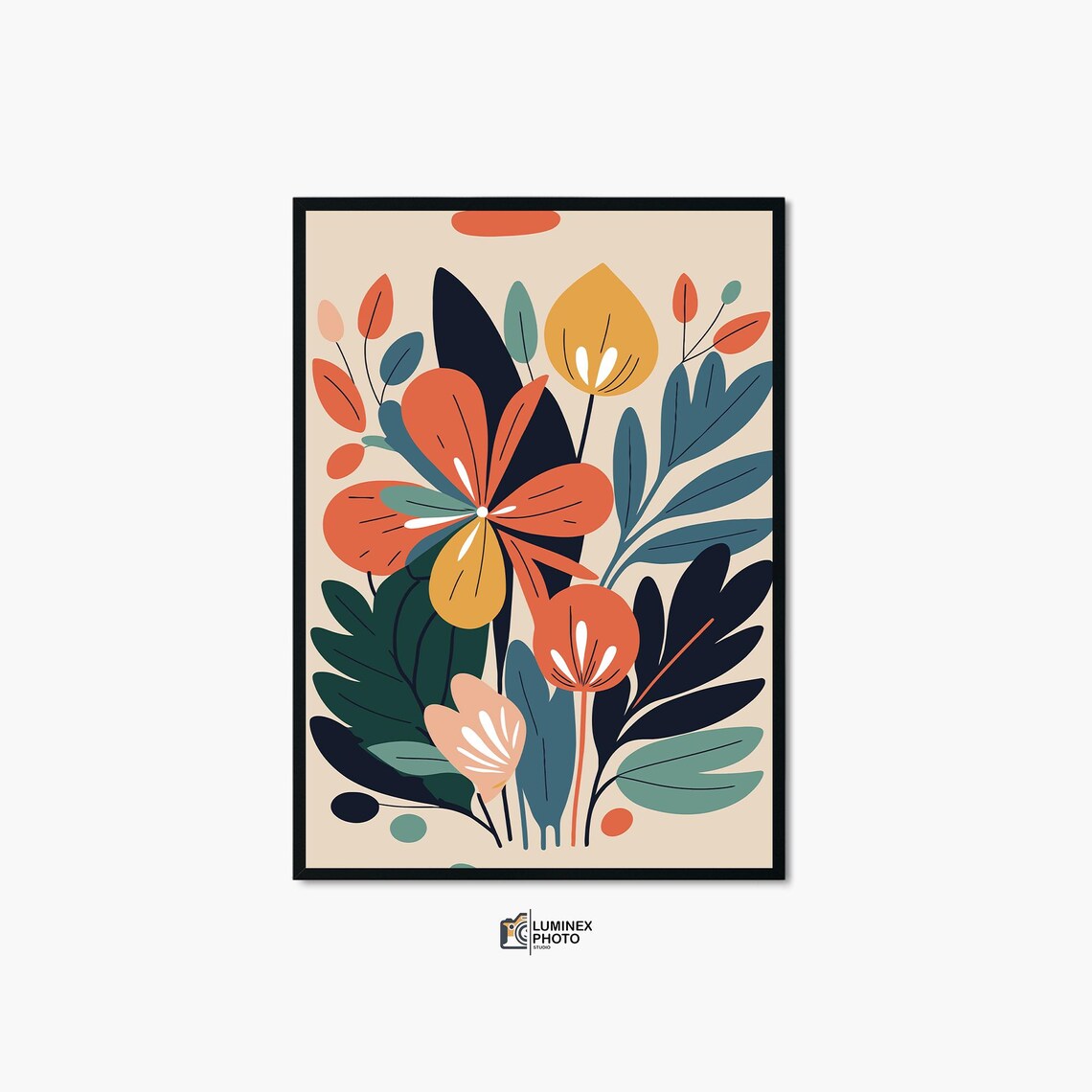 Modern Abstract Floral Bouquet Bold Colorful Scandinavian Wall Art