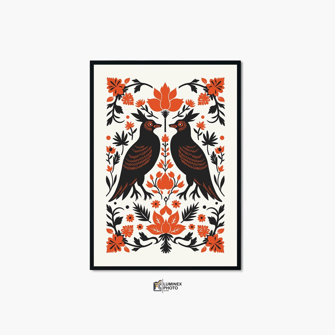 Nordic Birds Abstract Print, Scandinavian Wall Art