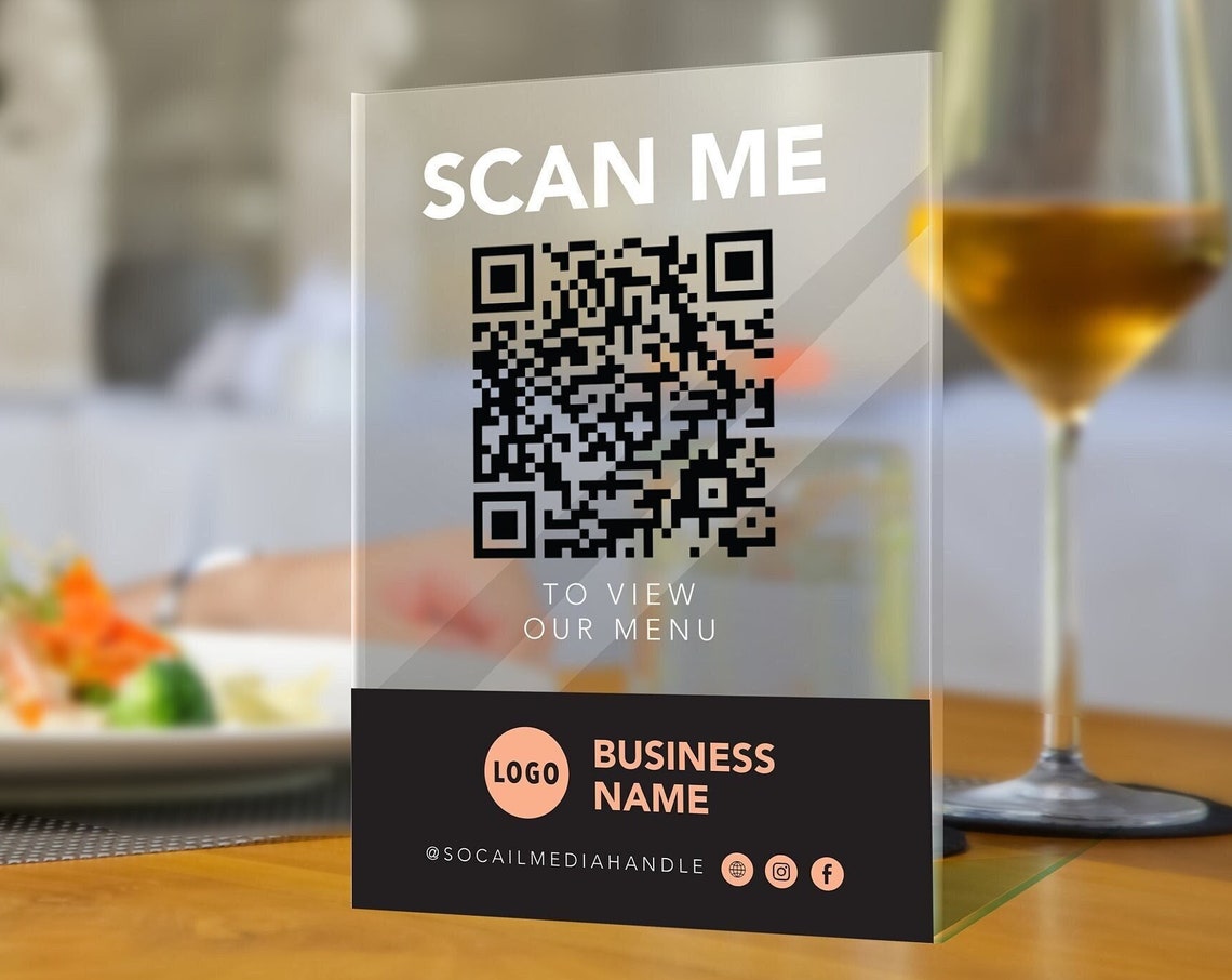 Scan Me QR Code Menu Custom Acrylic Business Display Restaurant Poster