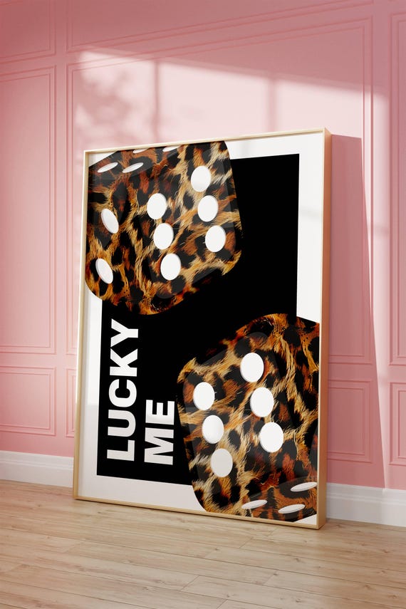 Lucky Poster Cheetah Dices Print Leopard Black Wall Art Luxury Girly Prints Retro