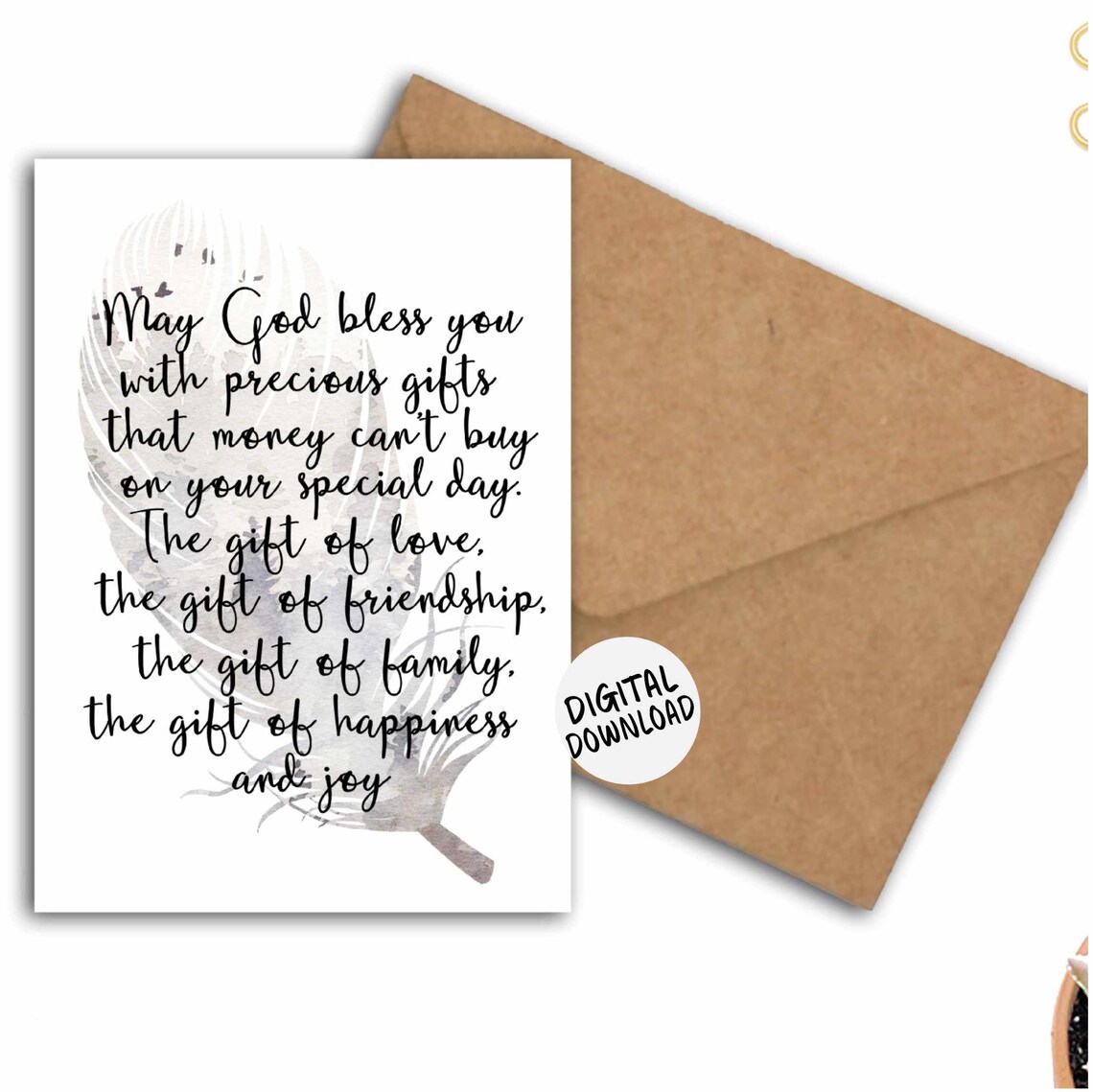 Christian Birthday Card For Boyfriend Dad Son Brother Grandpa Her Wife Mom Foggy Forest Feather Card