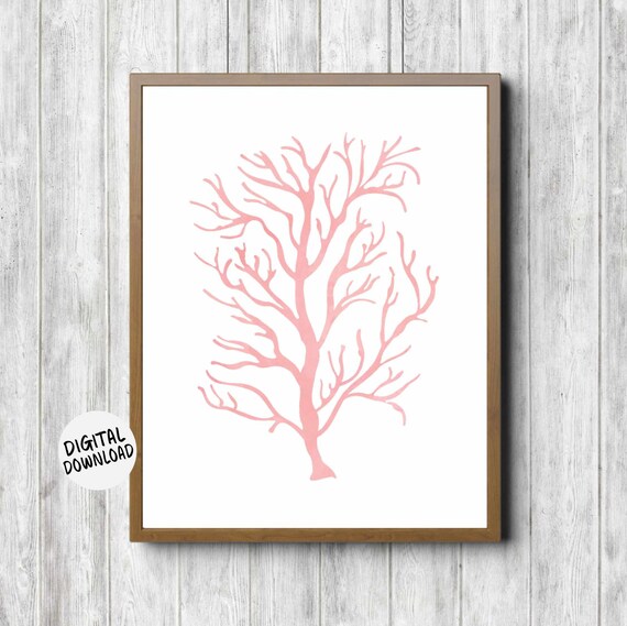 Blush Pink Sea Coral Office Wall Art Girls Room Nursery Poster Beach Theme Art Art