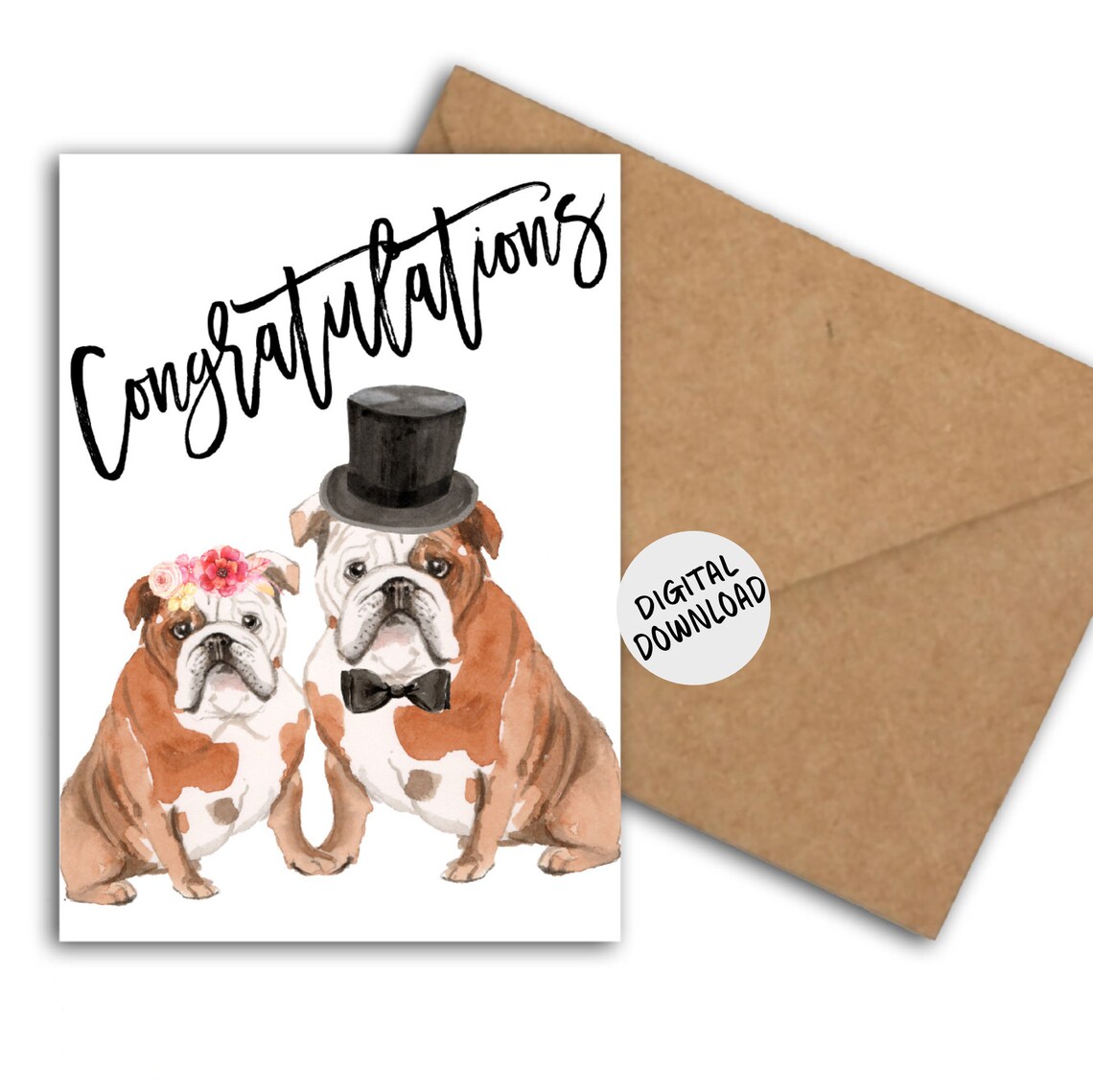 Quirky English Bulldogs Engagement Congratulations Card