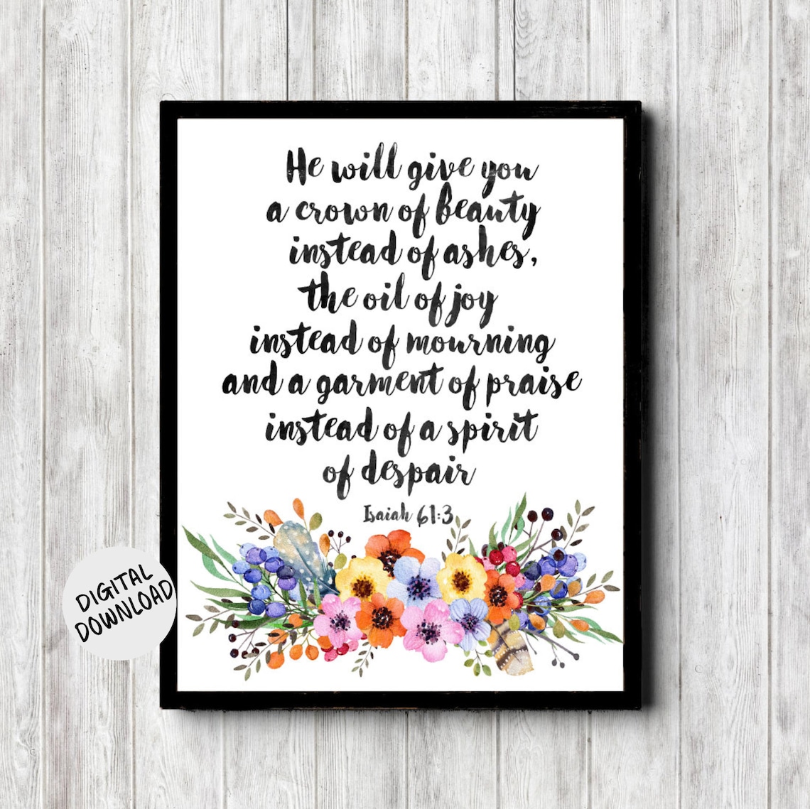 Isaiah 61:3 Watercolor Scripture Nursery Art Print