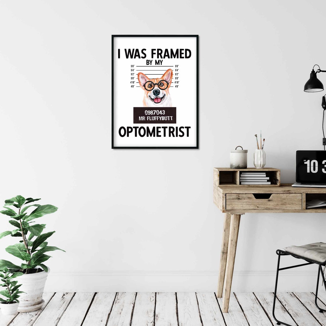 I Was Framed By My Optometrist Corgi Dog Glasses Mugshot Poster