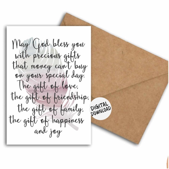 Feather Card Blessing Birthday Card For Her Mom Girlfriend Teacher May God Bless 5 X 7 Pdf