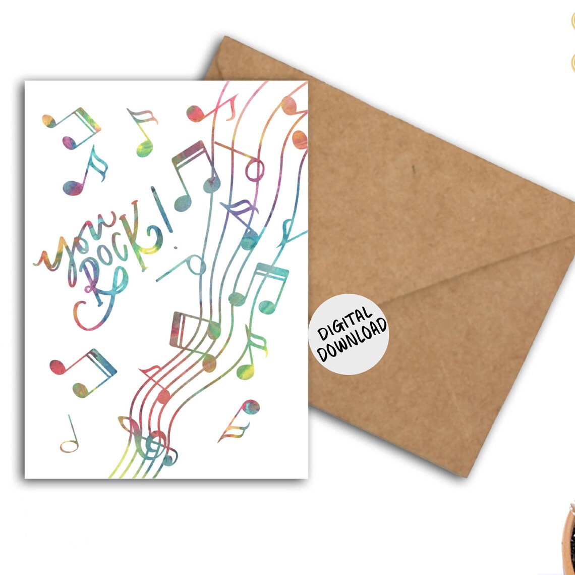 You Rock Watercolor Music Notes Art Print