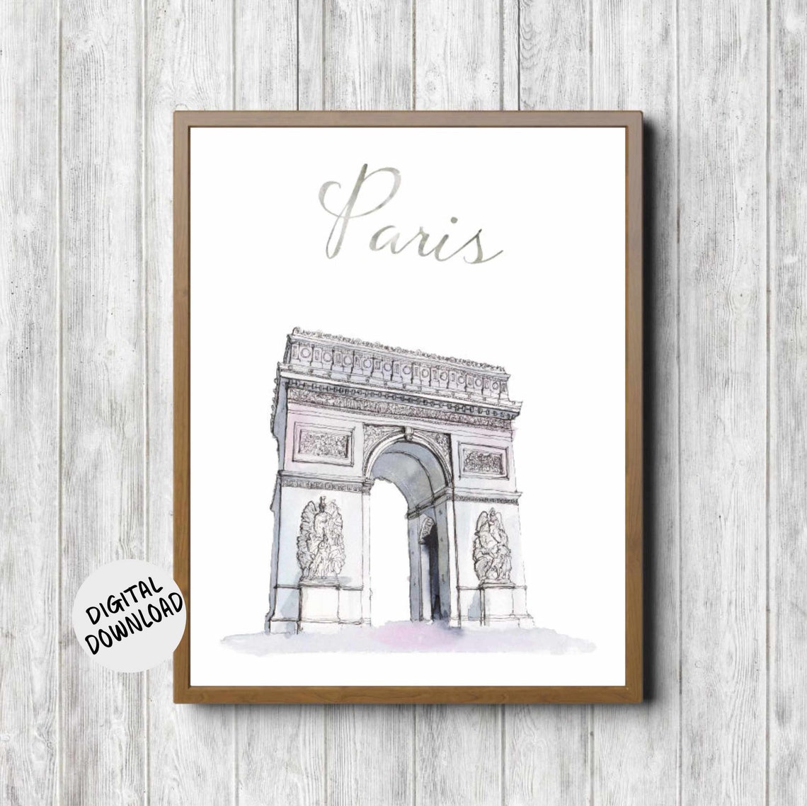 Paris Arc De Triomphe Watercolor Landmark Travel Souvenir Poster