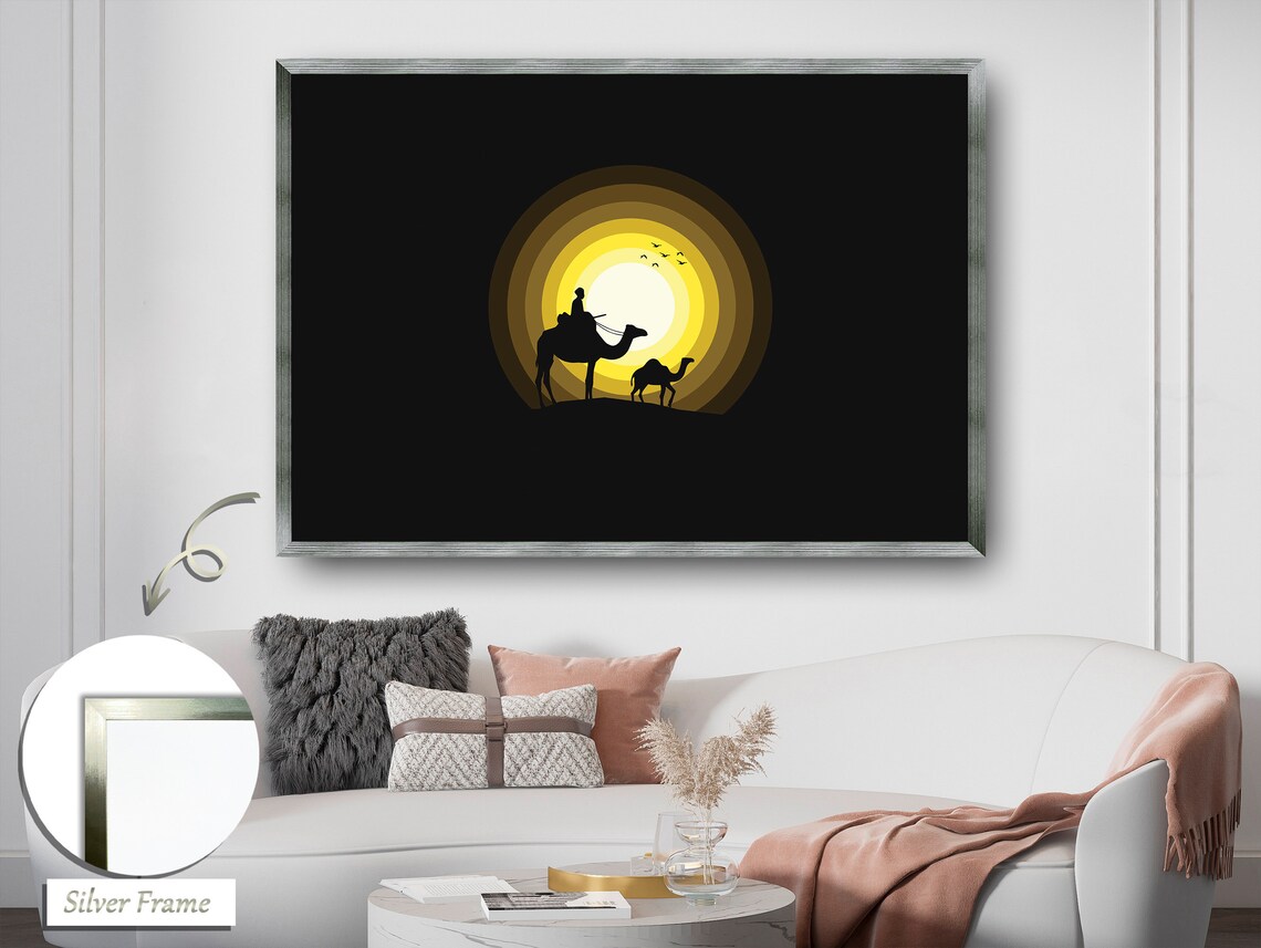 Moonlit Serenade Silhouette Deer, Minimalist Art Print