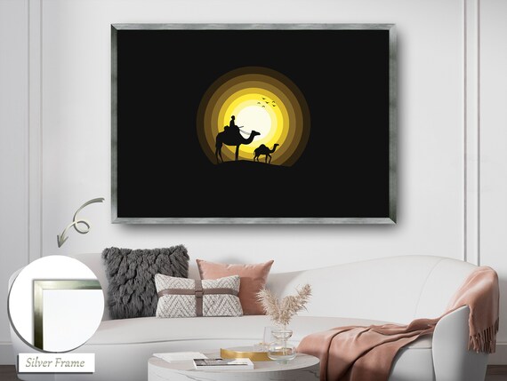 Moonlit Serenade Silhouette Deer, Minimalist Art Print