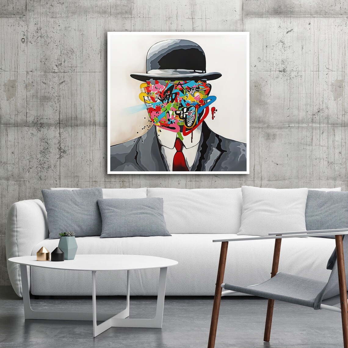 Bold Graffiti Abstract Face on Businessman, Urban Decor - Image 2