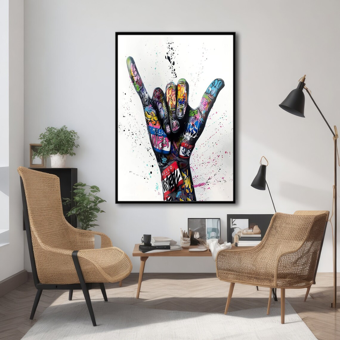 Graffiti Hand Gesture, Urban Decor Unique Gift - Image 4