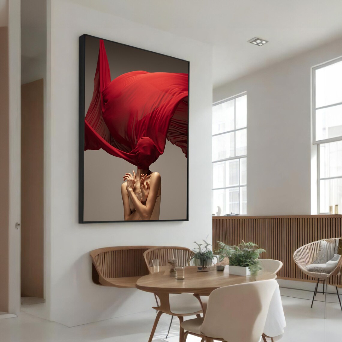 Modern Abstract Dance, Red Dress Ballet Dancer