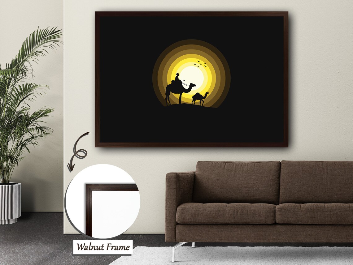 Moonlit Serenade Silhouette Deer, Minimalist Art Print - Image 3