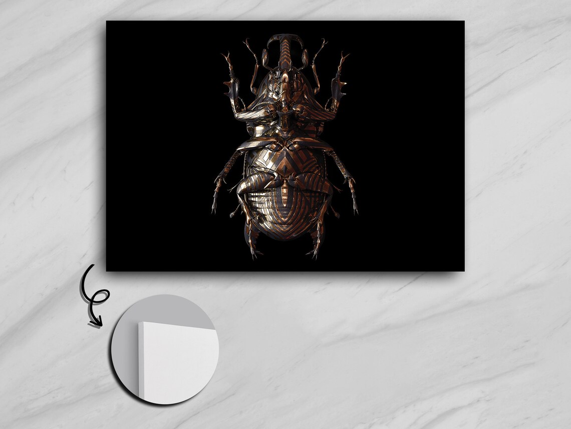 Patterned Copper Embossed Bug, Sci Fi Style Art Print