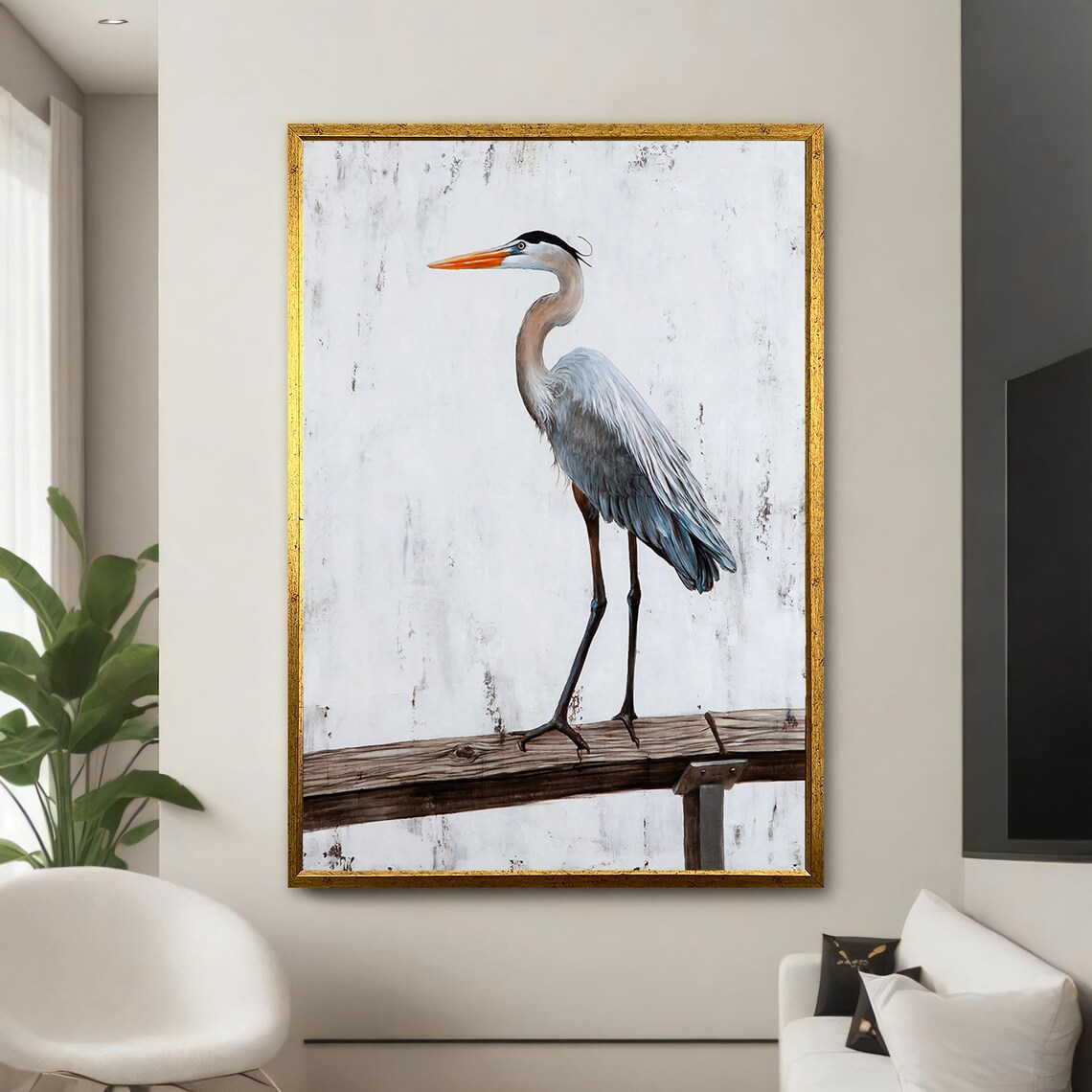 Elegant Heron Painting, Bird Art for Nature Lovers - Image 5